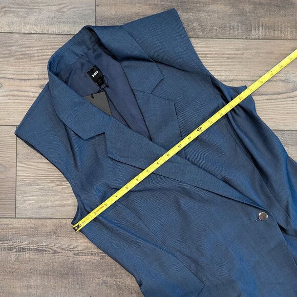 NWT BOSS Delibea Women's Sleeveless Button Front Dress in Virgin Wool Blue 8 - Picture 12 of 12